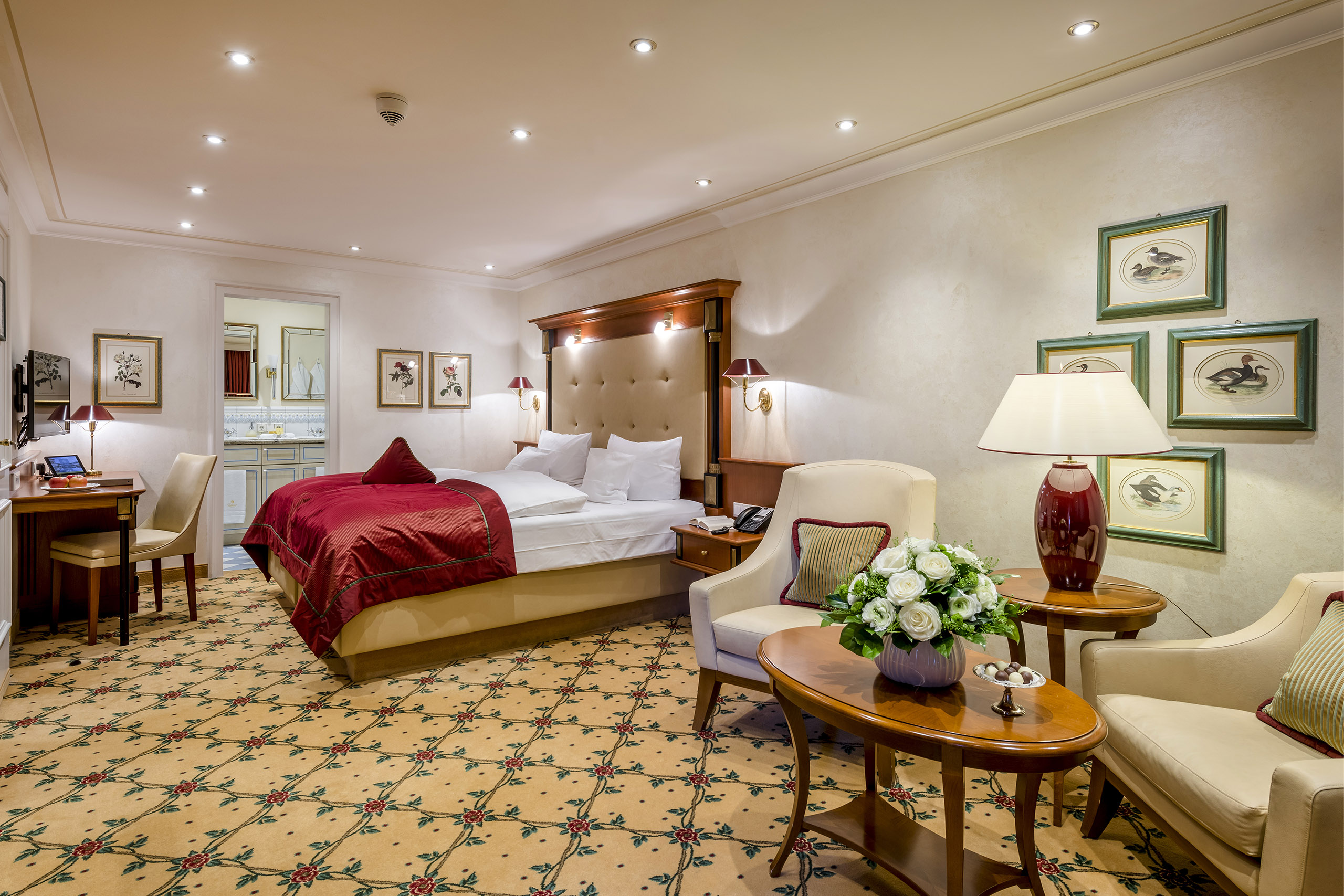 Einblick in den Schlafbereich des Doppelzimmers "Orspach und Eulengrund" im Haupthaus